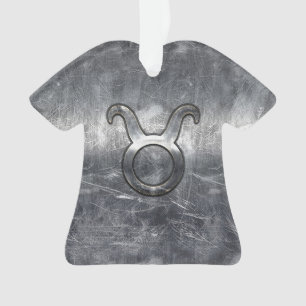 Symbole Taurus Zodiac Grunge Style Argent Distress
