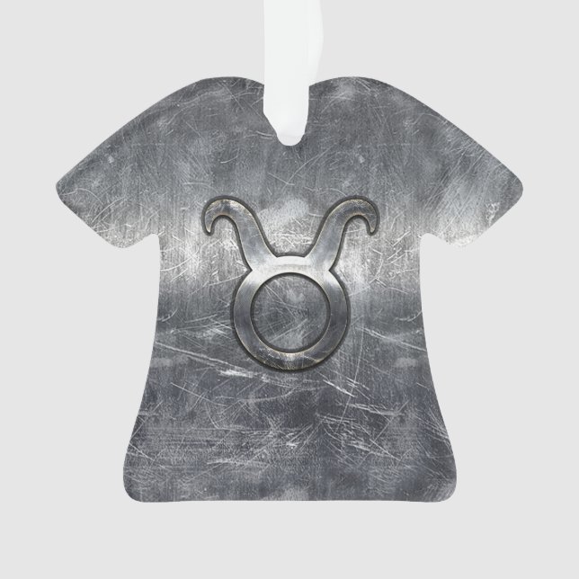 Symbole Taurus Zodiac Grunge Style Argent Distress (devant)
