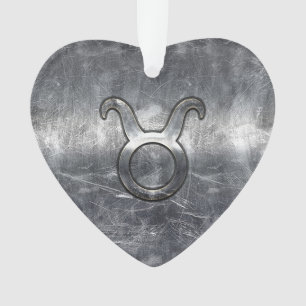 Symbole Taurus Zodiac Grunge Style Argent Distress