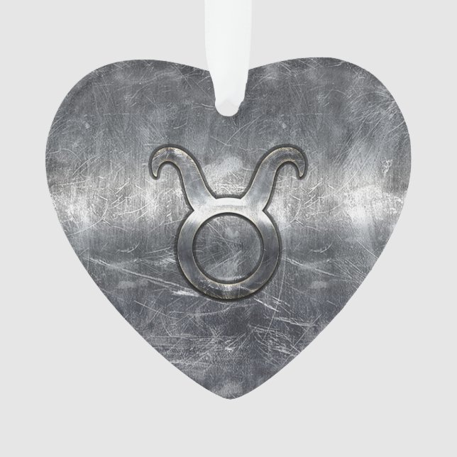 Symbole Taurus Zodiac Grunge Style Argent Distress (devant)
