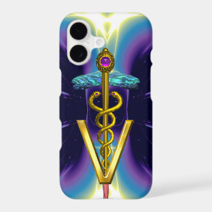 SYMBOLE VÉTÉRINAIRE DE CADUCE D'OR / Bleu pourpre