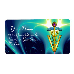 SYMBOLE VÉTÉRINAIRE D'OR CADUCUS, Bleu Aqua, Turqu