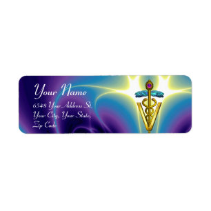 SYMBOLE VÉTÉRINAIRE D'OR CADUCUS, Bleu d'Aqua, Vio