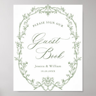Symbole victorien du livre d'or vert Mariage