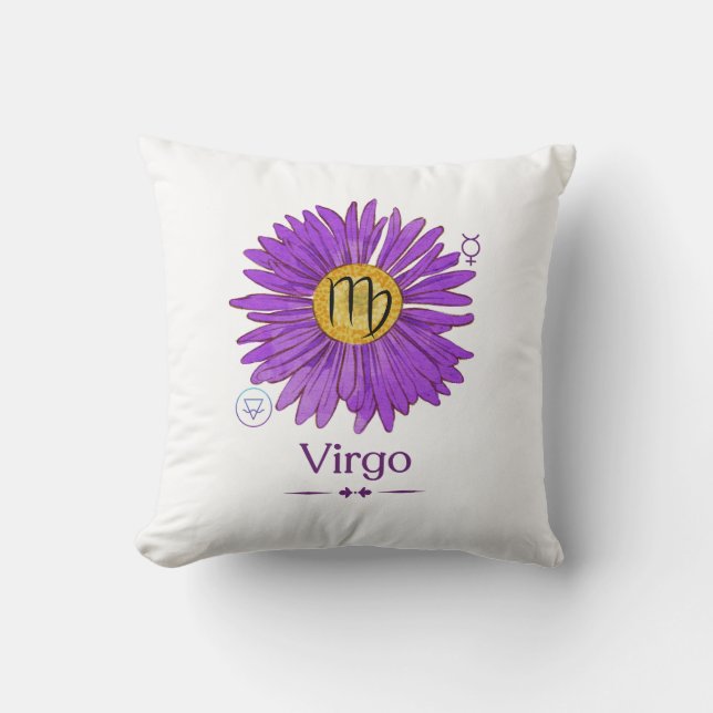 Symbole Virgo Zodiac Jeter Oreiller Violet Aster F (Recto)