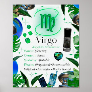 Symbole Virgo Zodiac Star Y2K Blanc 4:5 Poster