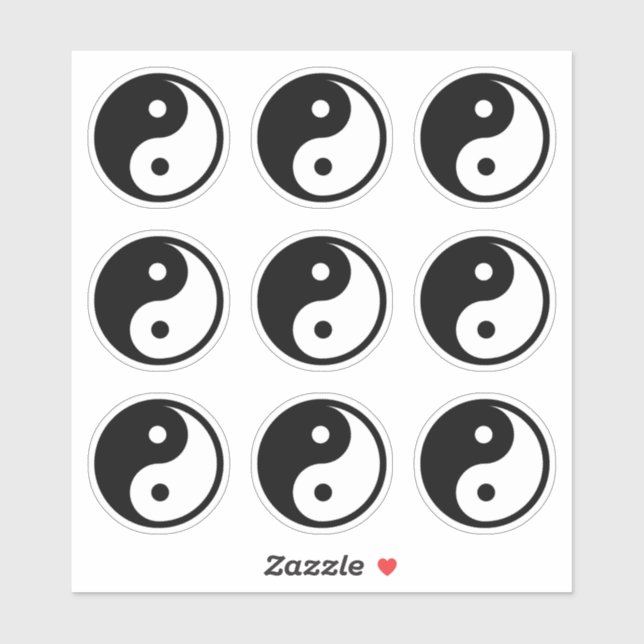 Symbole Yin Yang Noir Blanc Set 9 de Sticker (Feuille)