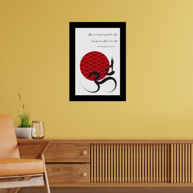 Symbole Yoga & Soleil Rouge Om Ohm Poster Spiritue (Salon 2)