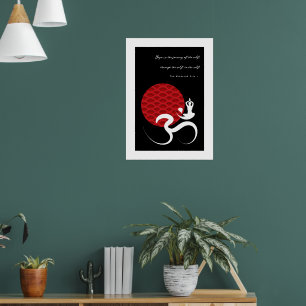 Symbole Yoga & Soleil Rouge Om Ohm Poster Spiritue