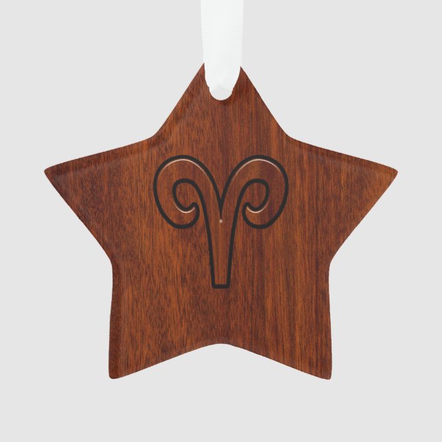 Symbole Zodiac Aries Brown en acajou (devant)