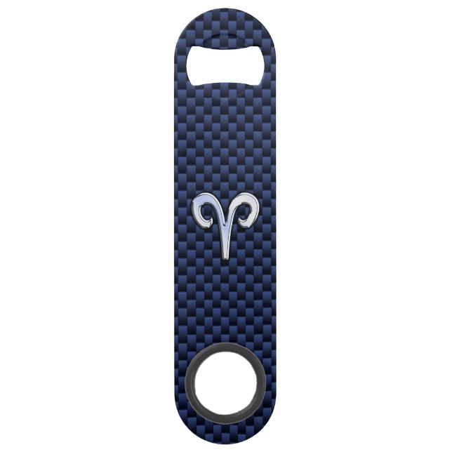Symbole Zodiac Aries Marine bleu en fibre de carbo (Devant)
