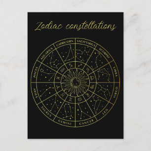 Symbole Zodiac horoscope constellations carte or