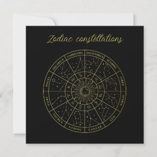 Symbole Zodiac horoscope constellations carte or