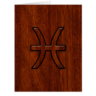 Symbole Zodiac Pisces Style de grains de bois d'ac