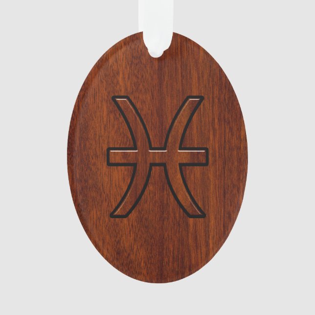 Symbole Zodiac Pisces Style de grains de bois d'ac (devant)