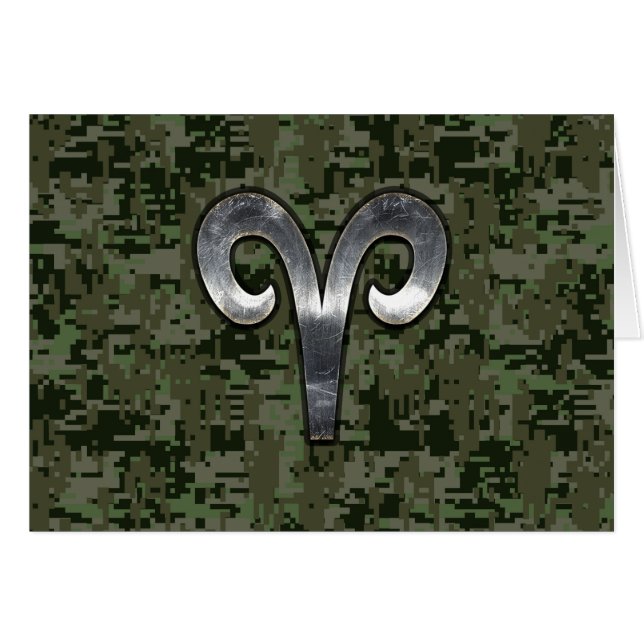 Symbole Zodiac Silver Aries Camo numérique vert (Devant horizontal)