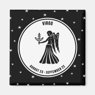 Symbole Zodiac Virgo, Magnet noir & blanc