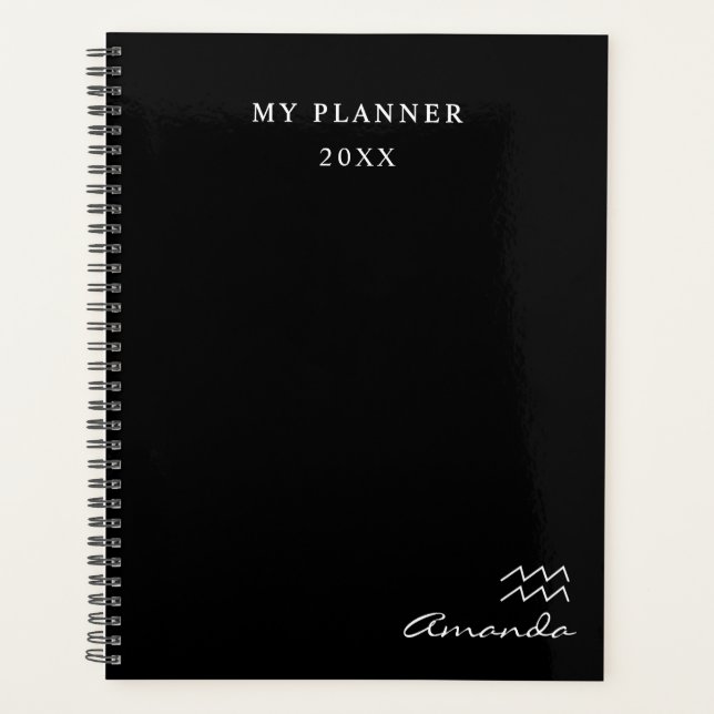 Symbole Zodiaque Aquarius 2022 noir et blanc (Devant)
