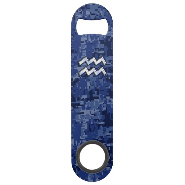 Symbole Zodiaque Aquarius sur camo numérique bleu  (Devant)