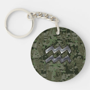 Symbole Zodiaque Aquarius sur le camouflage numéri
