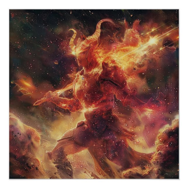 Symbole zodiaque Aries (Le Guerrier) Poster de la 