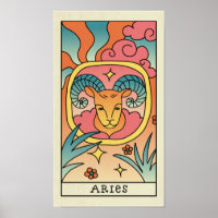 SYMBOLE Zodiaque Aries Poster vintage d'art Abstra