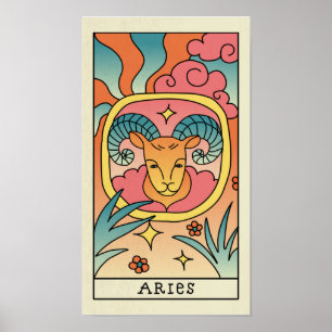 SYMBOLE Zodiaque Aries Poster vintage d'art Abstra