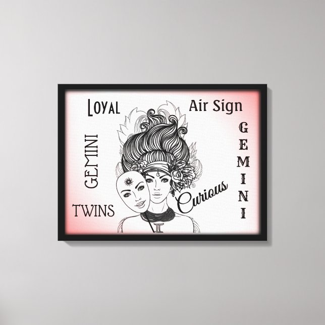Symbole zodiaque Gemini n Panneau Toile encadrée (Recto)