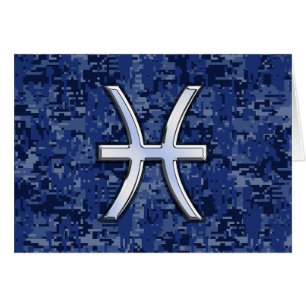 Symbole Zodiaque Pisces sur Camo numérique bleu ma
