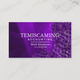 Symboles dollar blancs pourpres de carte de visite