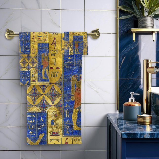 Symboles en or égyptien sur Lapis Lazuli (Créateur téléchargé)