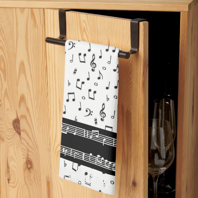 Symboles musicaux serviette de cuisine (Pliage en tiers)