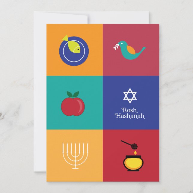 Symboles Rosh Hashanah carte plat (Devant)