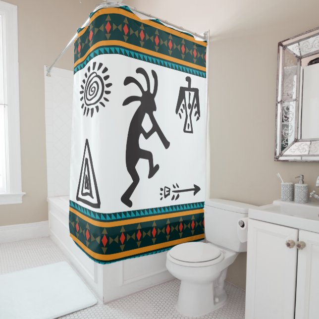 Symboles Silhouette Simple Kokopelli Douche rideau (En situation)