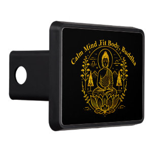 Symbolic Buddha Surrounded by Nature Elements Trailer Hitch Cover