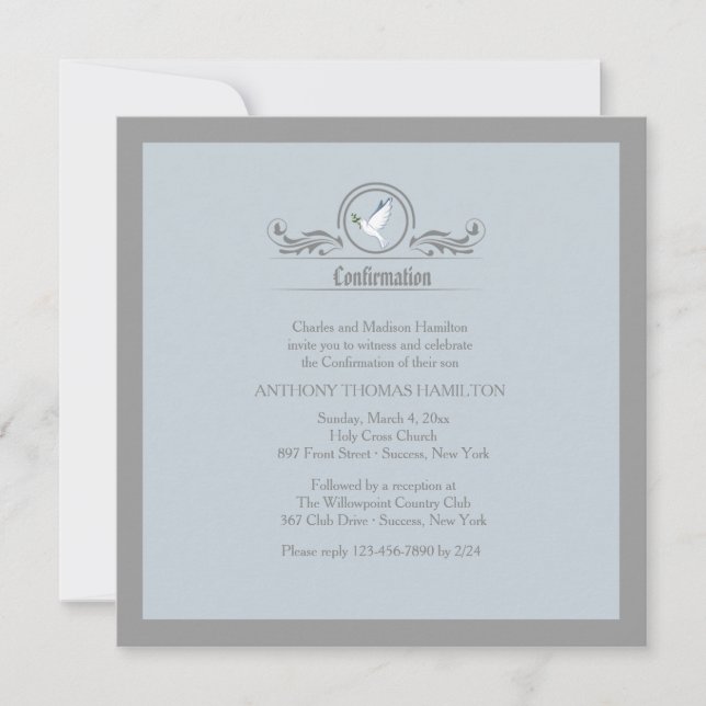Symbolic Dove Religious Invitation (Front)