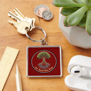 Symbolic Family Tree of Life 'Our Roots Run Deep' Keychain