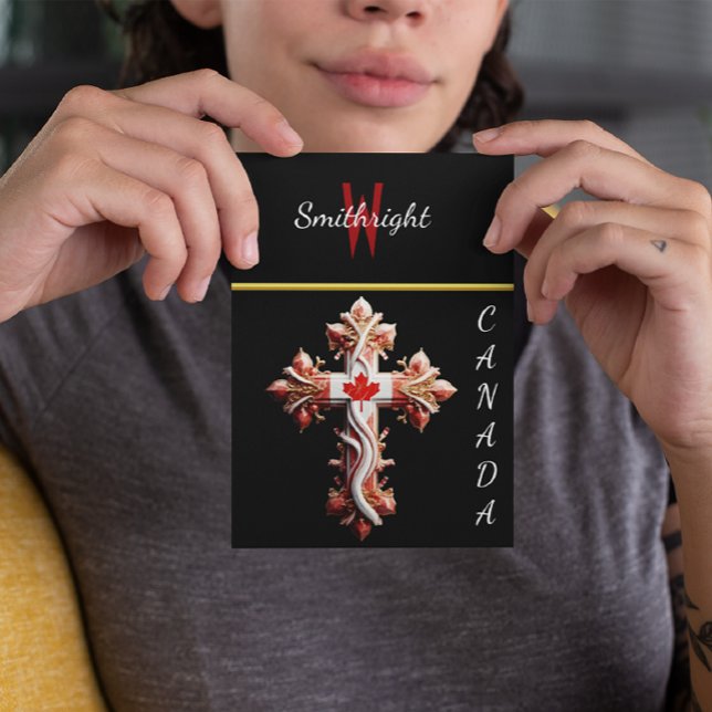 Symbolic Fusion: Cross With Red Maple Leaf Postcard (Creator Uploaded)
