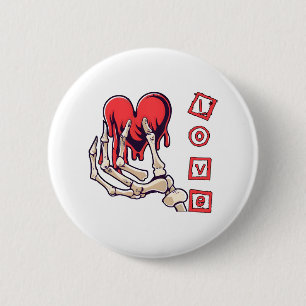 Symbolic Love Skeleton Hand Offering Heart 2 Inch Round Button