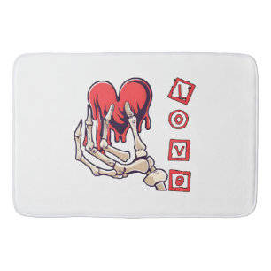 Symbolic Love Skeleton Hand Offering Heart Bath Mat