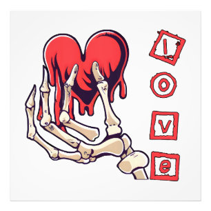 Symbolic Love Skeleton Hand Offering Heart Photo Print