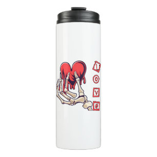 Symbolic Love Skeleton Hand Offering Heart Thermal Tumbler