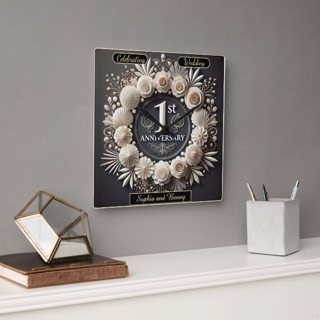Symbolic Paper Art for Love Square Wall Clock (Office)