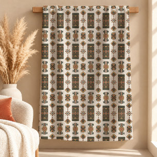 Symbolic Terracotta African Fleece Blanket Design