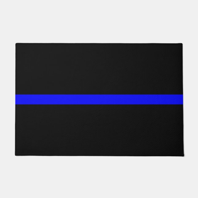 Symbolic Thin Blue Line graphic design on Doormat (Front)