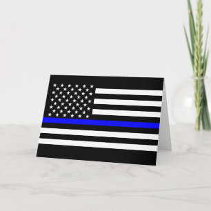 Symbolic Thin Blue Line Graphic US Flag Card