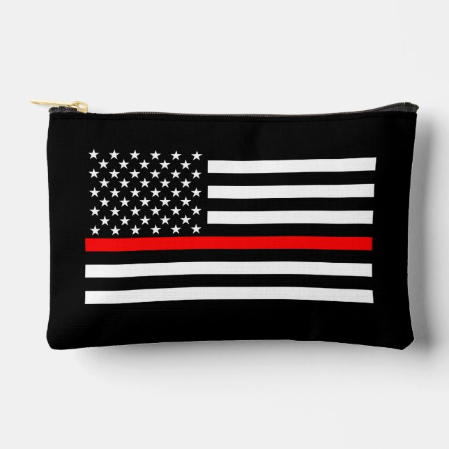 Symbolic Thin Red Line American Flag graphic on a Accessory Pouch (Front)