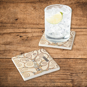 Symbolic Tree of Life Gustav Klimt Stone Coaster