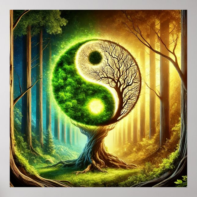 Symbolic Tree With Yin Yang Design Poster (Front)
