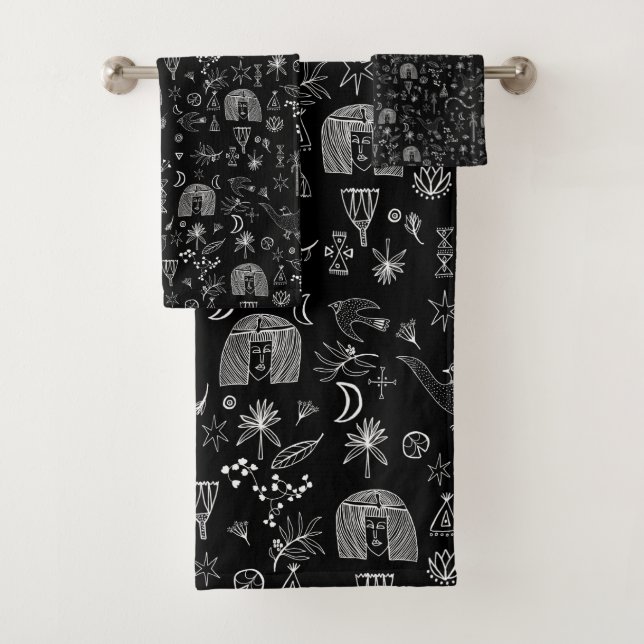 Symbolisme magique égyptien Motif noir blanc (En situation)